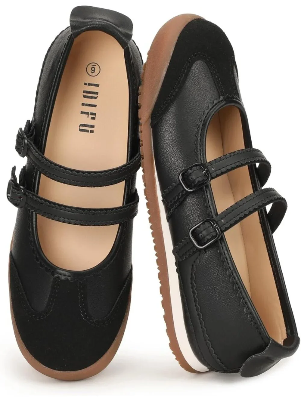 Women's Black Comfortable Ballet Trendy with Elastic Straps Fashion Sneakers